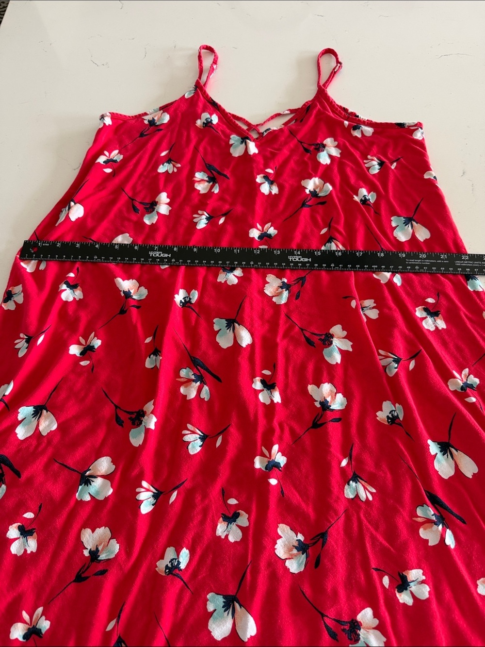 SO Red Floral Lightweight Slip Dress. Sleeveless, Adjustable Straps. Size L. - Picture 10 of 13
